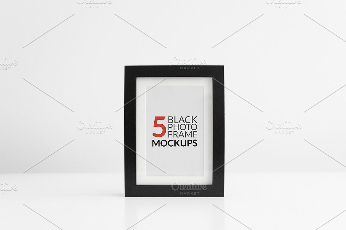 5 Black Photo Frame Mockups, a Print Template by Gabor Monori (Photo 4 of 5)