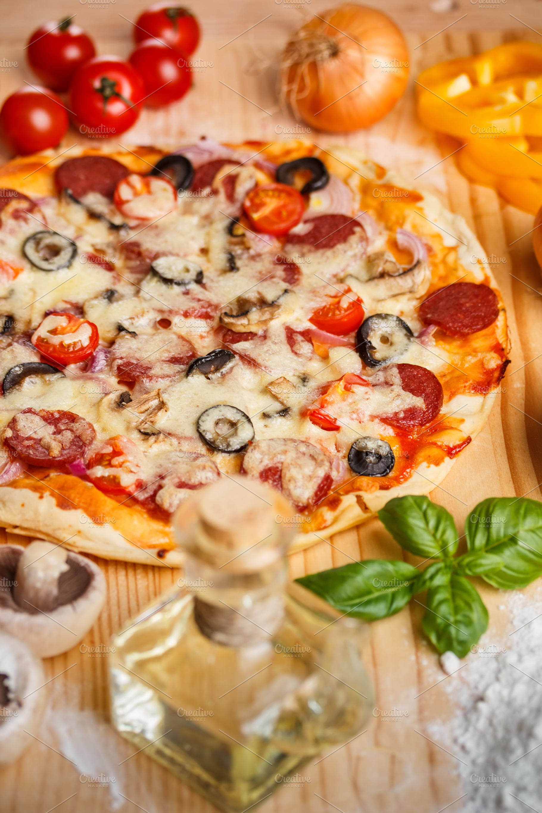 Pepperoni Pizza Stock Photo Containing Meal And Delicious