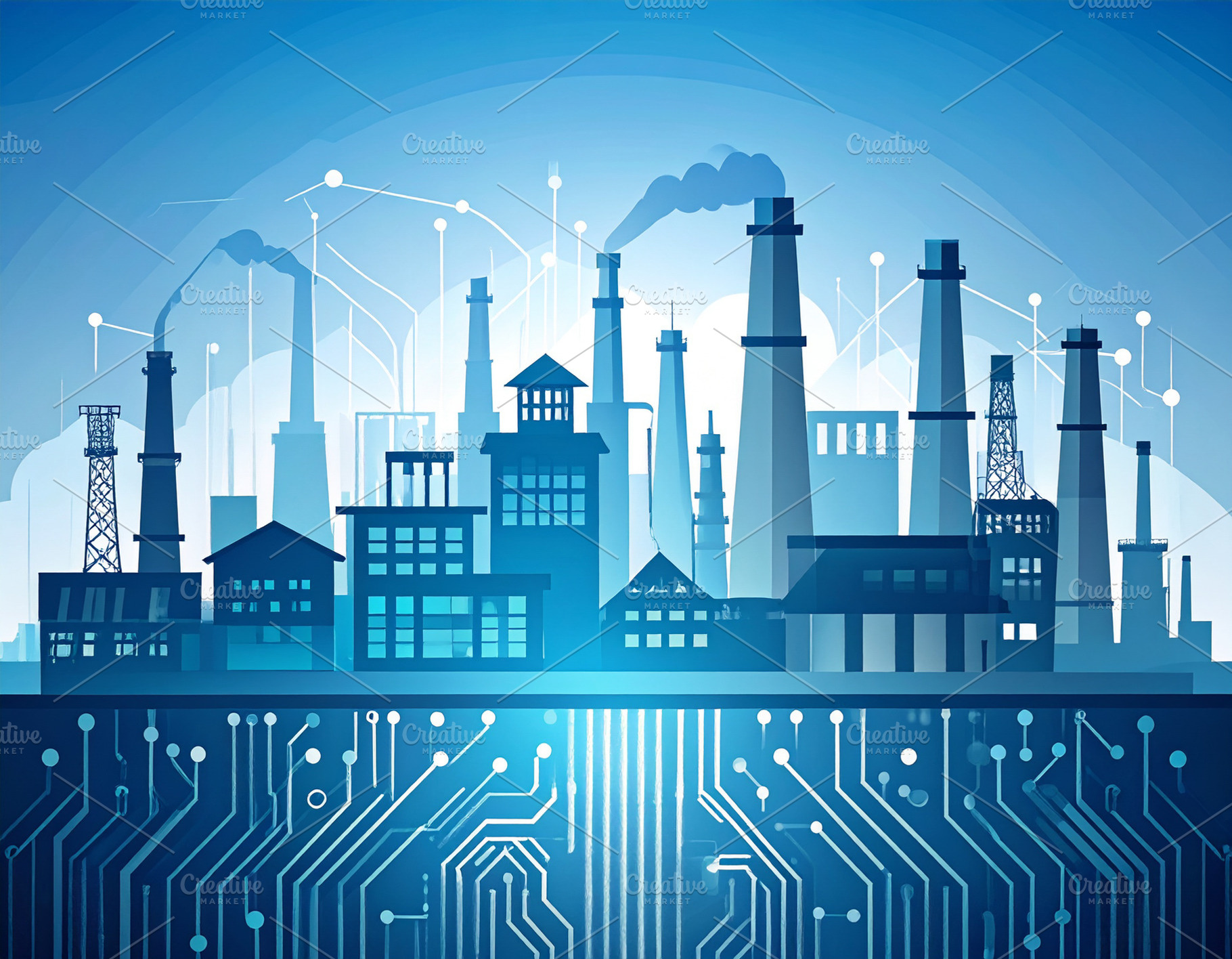 Industrial factory where morph into printed circuit board lines, an Industrial Photo by DanFLCreativo