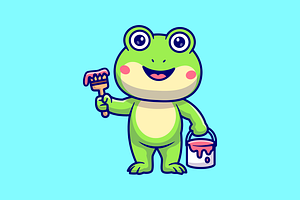 Cute Frog Painting Cartoon, an Animal Illustration by Catalyst Labs