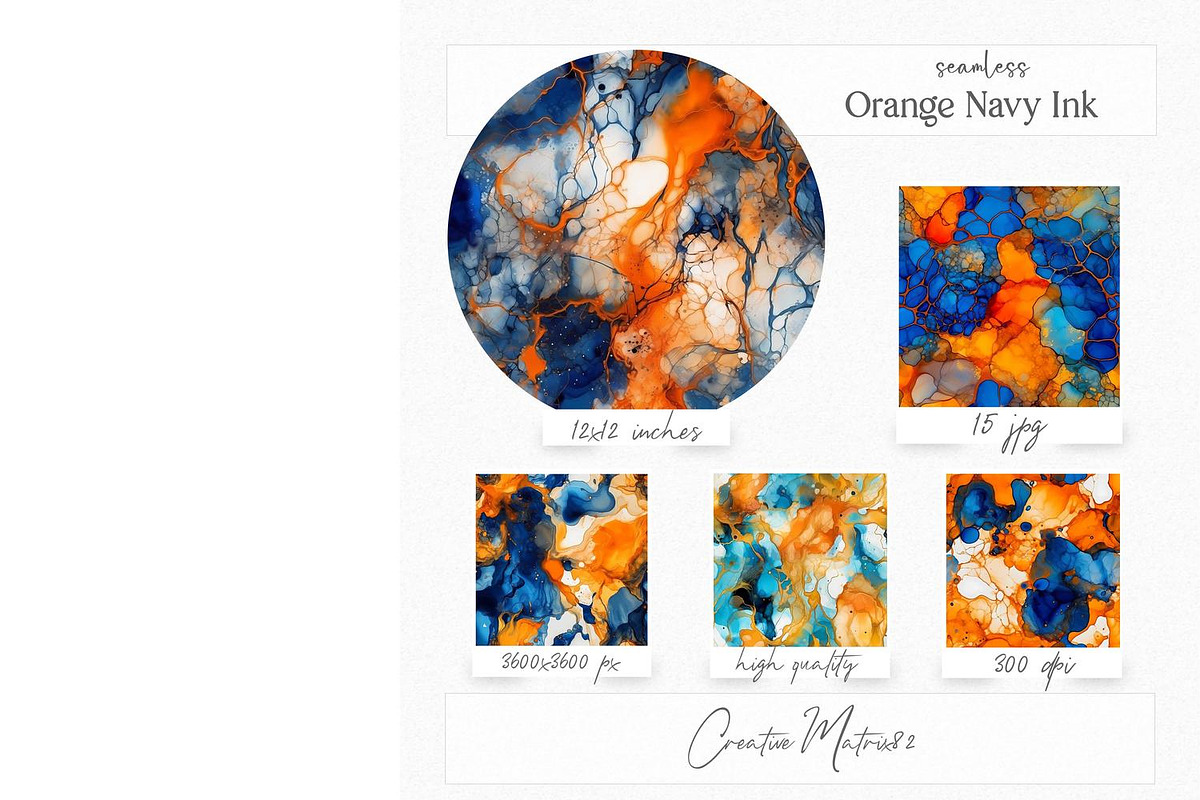 Blue Orange Alcohol Ink Textures, a Texture Graphic by Creative Matrix82 (Photo 2 of 6)