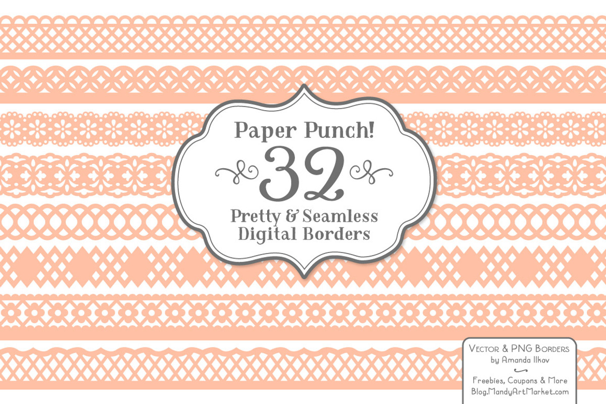 Peach Lace Vector Borders, an Illustration by Amanda Ilkov (Photo 1 of 5)