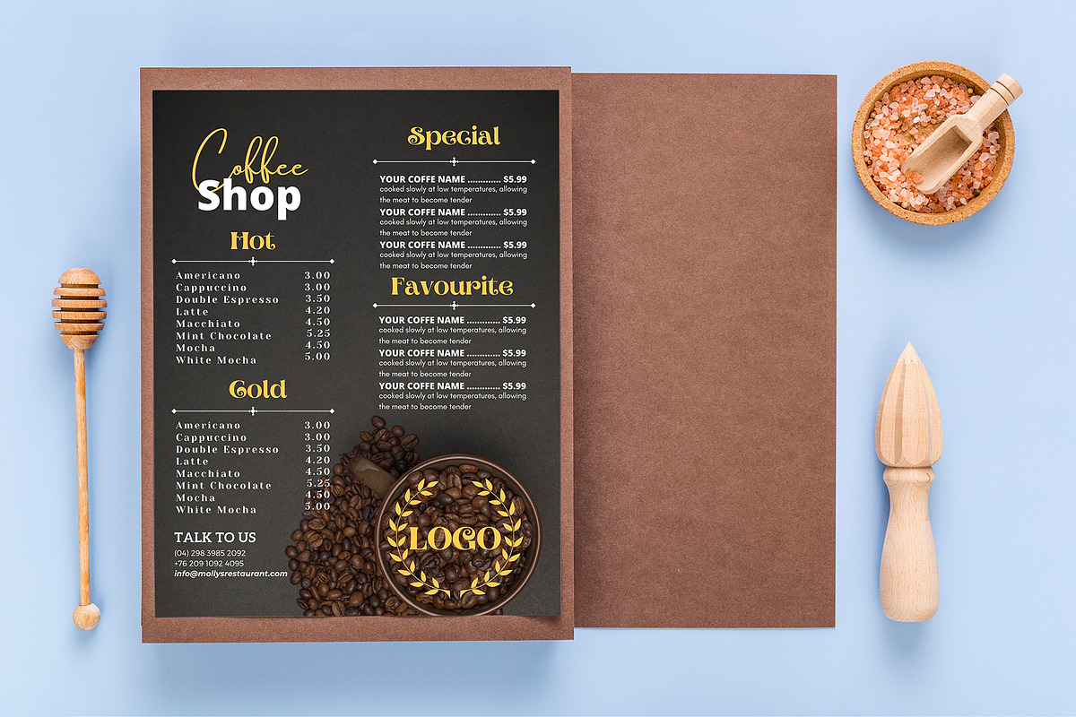 Printable Canva Coffee Menu, a Flyer Template by iloveTemplate (Photo 3 of 4)