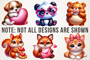 Cute Animals Valentine Clipart 2026, an Illustration by RobertsArt (Thumbnail 6 of 6)