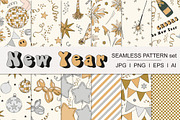 Retro New Year party patterns, a Pattern Graphic by @olga.angelloz (Thumbnail 1 of 2)