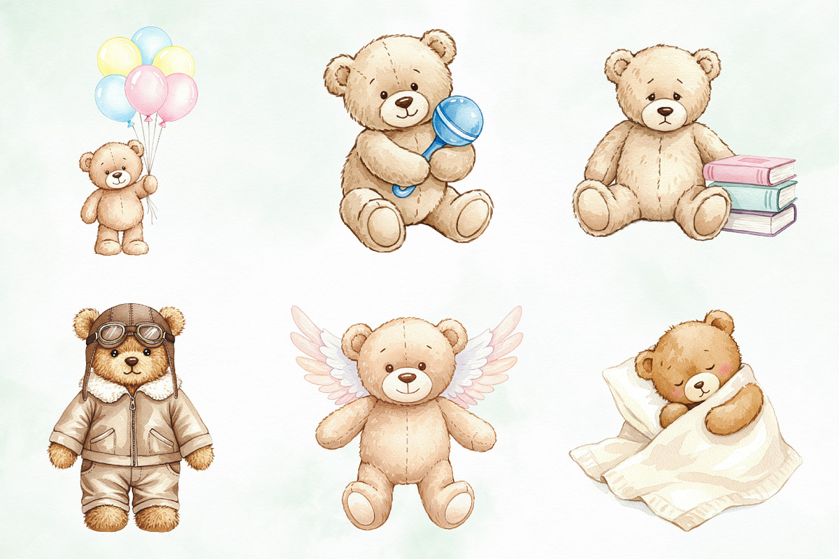 Watercolor Beige Teddy Bear Nursery, an Illustration by Creative Art (Photo 4 of 7)