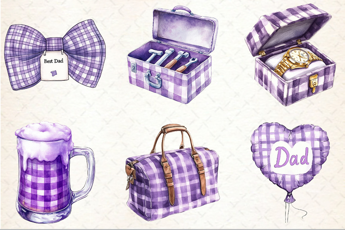 Purple Gingham Father's Day Clipart, an Illustration by Rose Art (Photo 3 of 4)