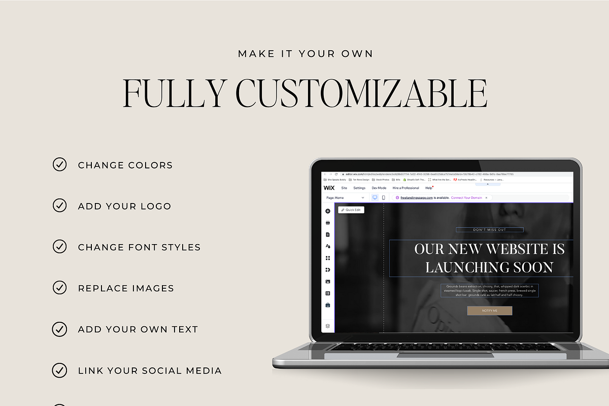 Wix Coming Soon Page Template, a Wix Template by Ton Rêve Design Studio (Photo 3 of 4)