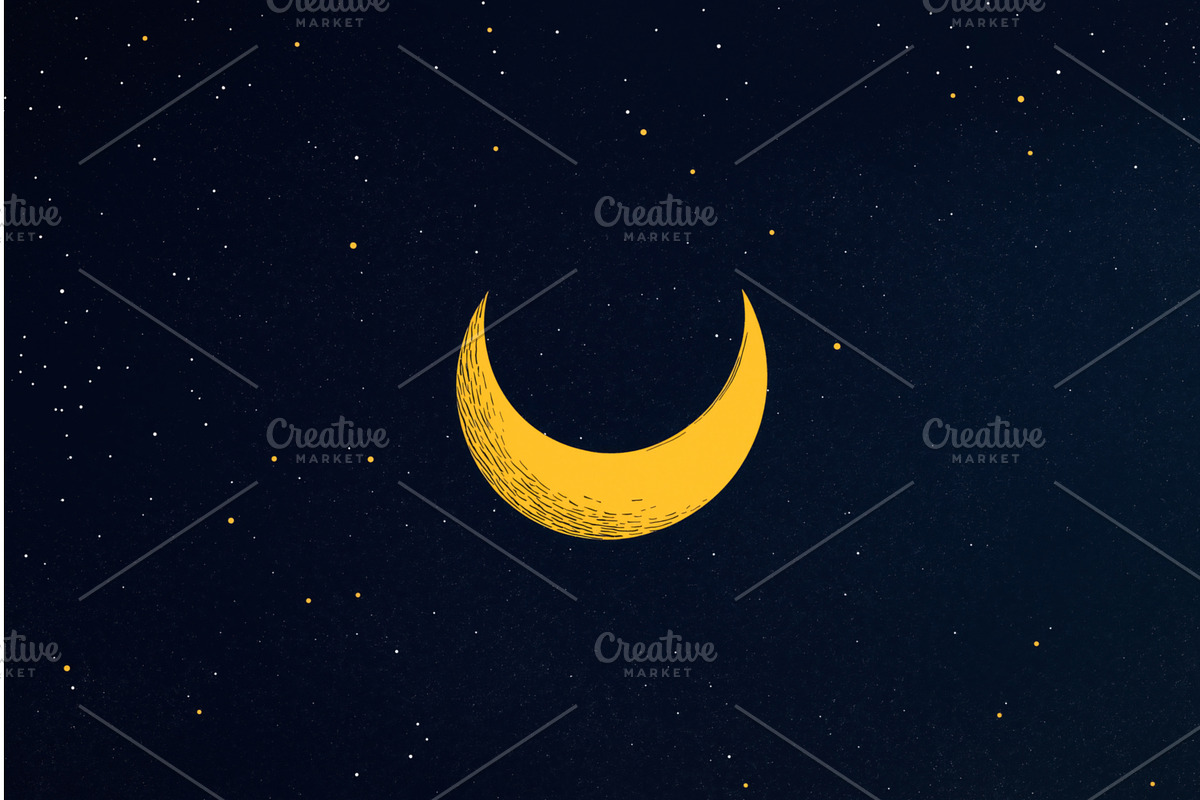Illustration of a yellow crescent, an Illustration by Sergey Kotenev
