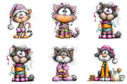 Christmas Cats Clipart, an Illustration by DreamArtGraphic (Thumbnail 2 of 5)