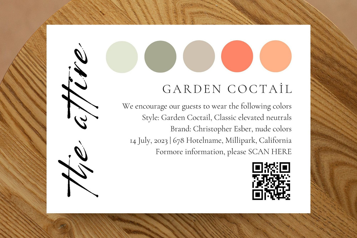 Wedding party QR attire card, a Card Template by EvaTemplates (Photo 6 of 6)