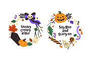 Spooky Halloween wreaths designs set, a Seasonal Illustration by PaperTrident (Thumbnail 6 of 16)