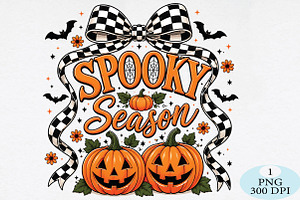 Spooky Season Checkered Bow PNG, a Seasonal Illustration by Daily.Designs
