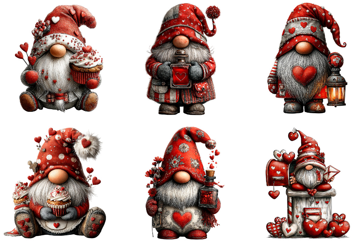 Whimsical Valentine Gnome Clipart, a Graphic by CitraGraphics (Photo 4 of 4)