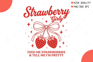 Vintage Cute Strawberry Girly PNG, an Illustration by OK Design