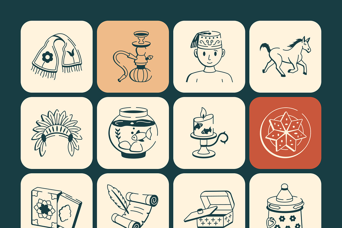 Persian Art Drawing Set, an Outline Icon by Vectors Market (Photo 7 of 8)