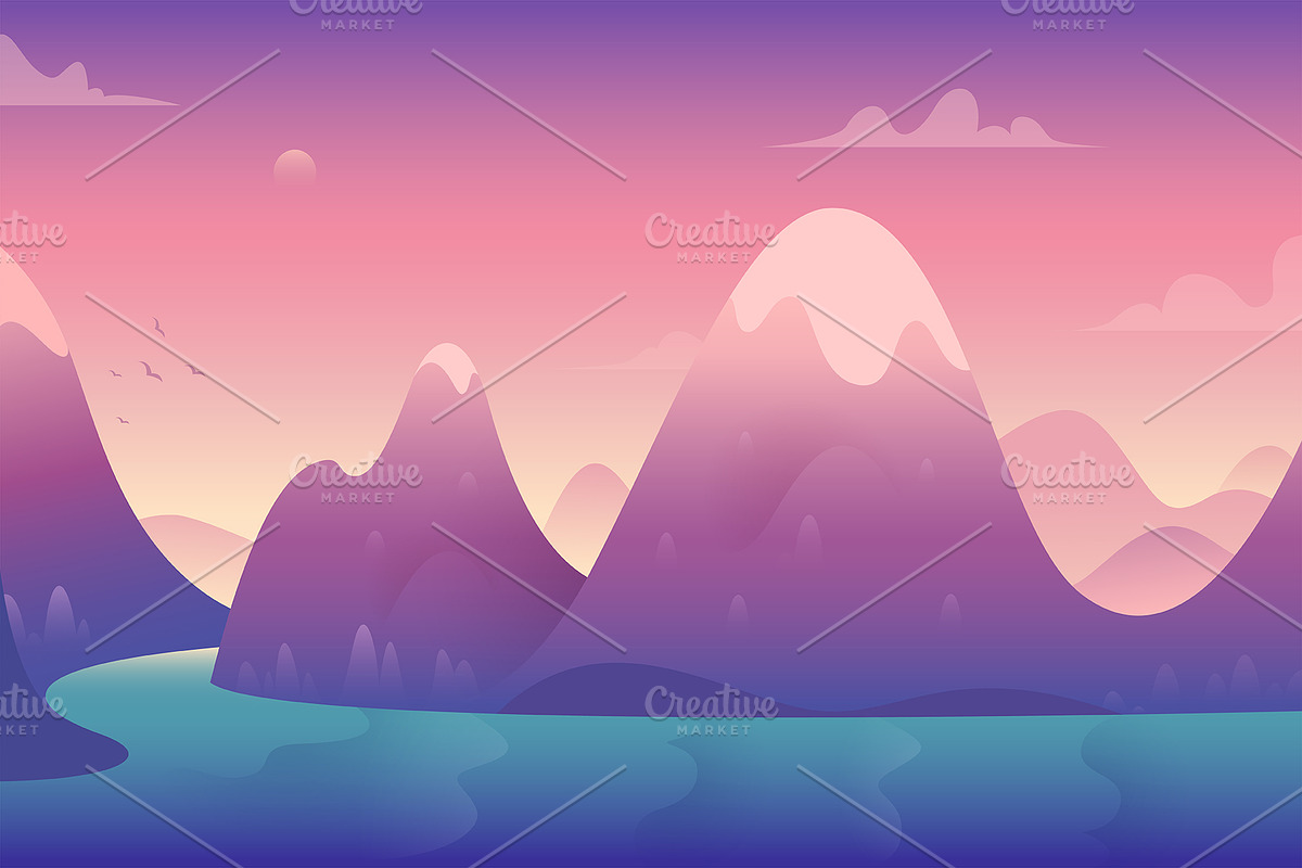 %SALE% -Stylized vector landscapes, a Wallpaper Graphic by VectorVision (Photo 2 of 7)