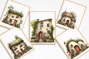 Green Summer Home Watercolor Clipart, an Illustration by DreamArtGraphic (Thumbnail 8 of 8)