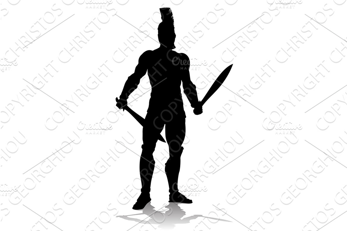 Spartan Silhouette Gladiator Trojan, a Person Illustration by Christos Georghiou