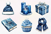 Navy Blue Winter Christmas Clipart, an Illustration by Dream Creation (Thumbnail 2 of 7)