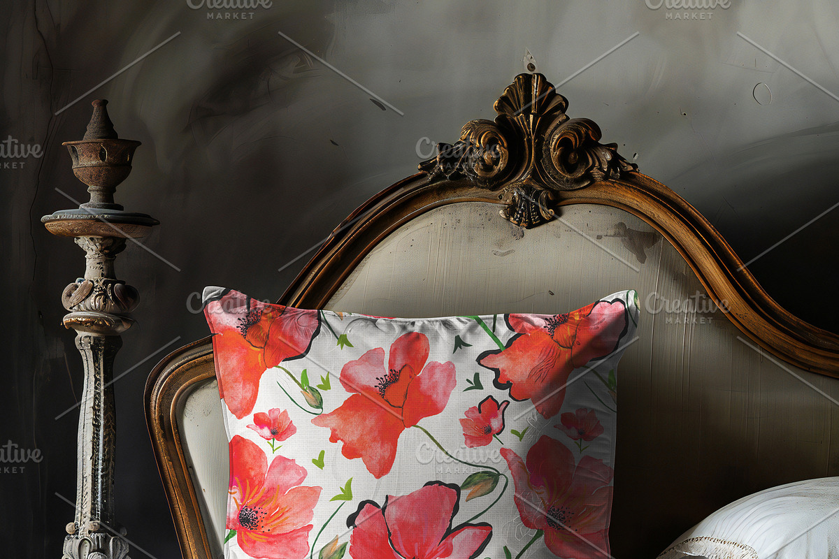 Cushion Mock-up /Classic Bed Scene, a Product Mockup by Nora Gad (Photo 6 of 12)