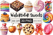 Watercolor Sweets Clipart, an Illustration by Black Bird Studio (Thumbnail 1 of 6)
