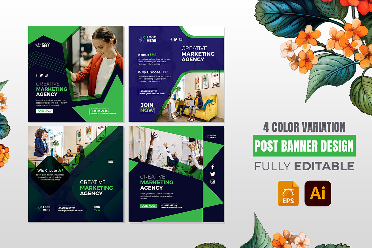 Creative Agency Social Post Banner, a Marketing Template by Tahnix Creative (Photo 2 of 6)