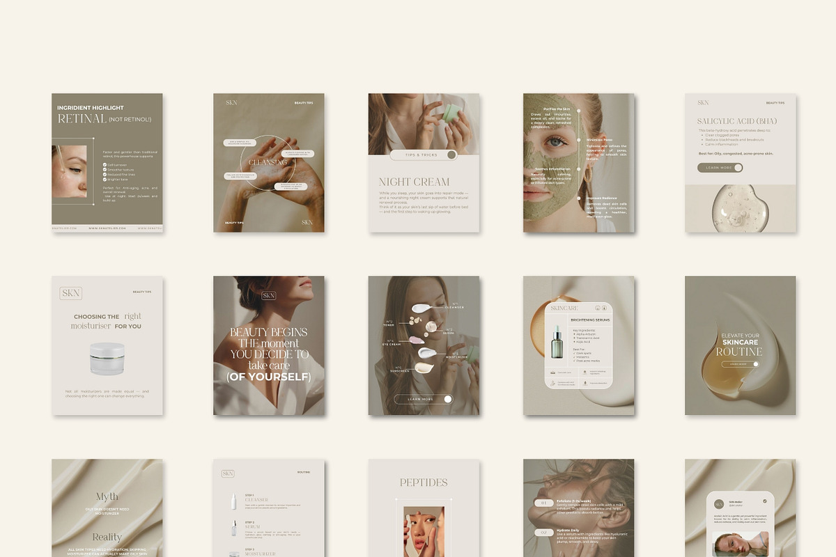 SKINCARE Canva templates, a Social Media Template by Studio Suvelle (Photo 2 of 9)