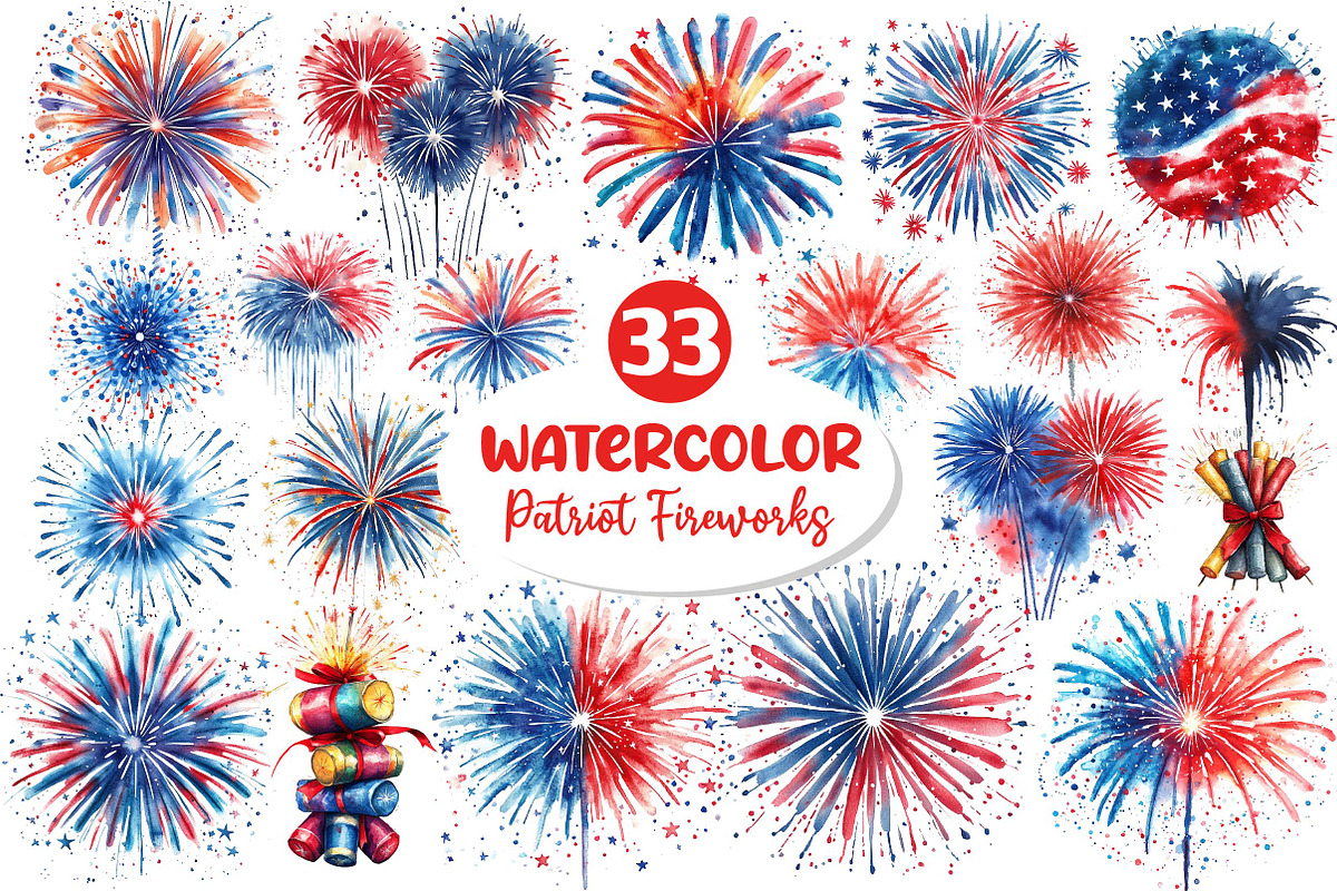 Patriot Fireworks, 4th of July Png, an Illustration by Dream Creation (Photo 1 of 6)