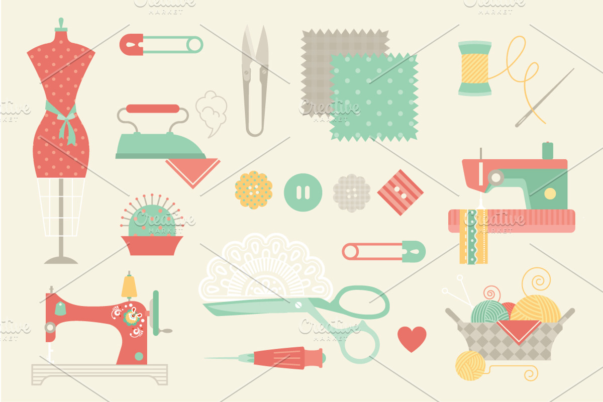 Vector sewing icons