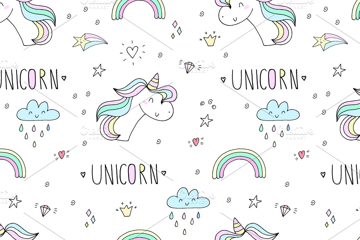 Cute unicorns patterns collection., a Pattern Graphic by Irene_Boiko_ART