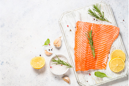 Salmon fillet with rosemary at white, a Food & Drink Photo by Nadia-nb