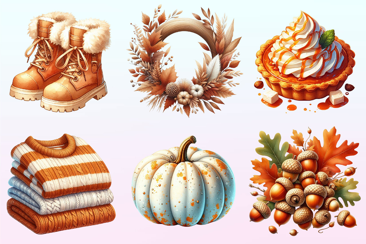 Cozy Caramel & White Fall Clipart, a Graphic by CitraGraphics (Photo 3 of 4)