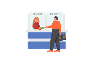Bank cashbox concept, vector flat, a Person Illustration by Sky Pics Studio