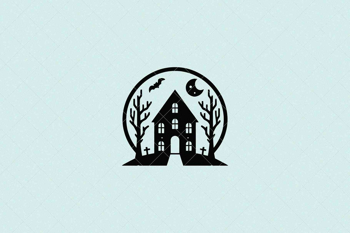 Haunted House Emblem, a Seasonal Illustration by Vectorium Studio (Photo 1 of 3)