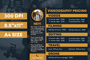 Videography Pricing Sheet Template