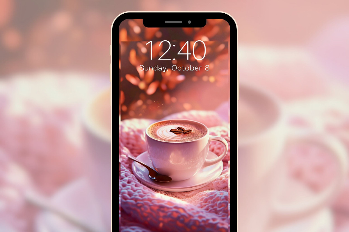 Cozy Coffee Latte Phone Wallpapers, a Wallpaper Graphic by Kalindiprints (Photo 1 of 6)