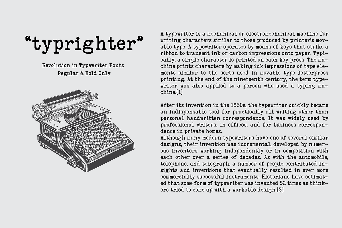 "typrighter" Regular and Bold ONLY