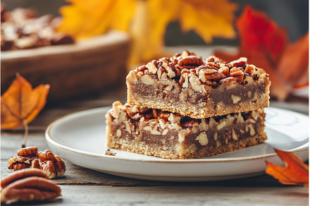 Delicious maple pecan bars stacked, a Food & Drink Photo by Lermont51
