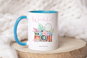 Mug With Blue Handle Mockup