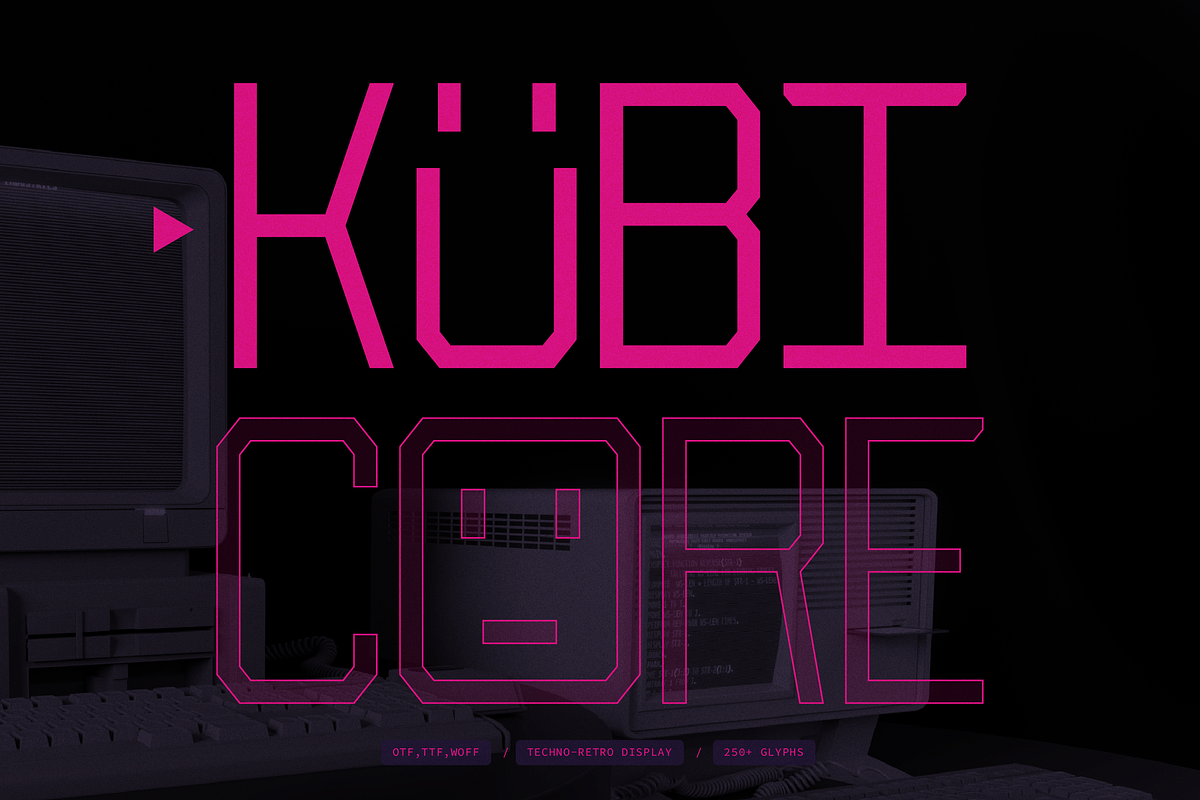 Kubicore | Techno Retro Display, a Sans Serif Font by gracetype_studio (Photo 1 of 12)