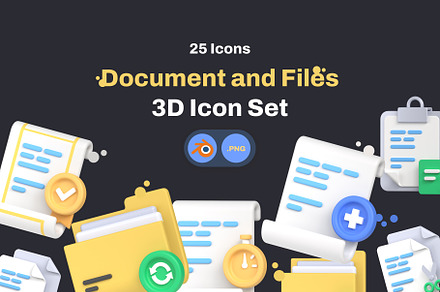 Documents and Files 3D icon Pack, an Object 3D Model by Nate Studios