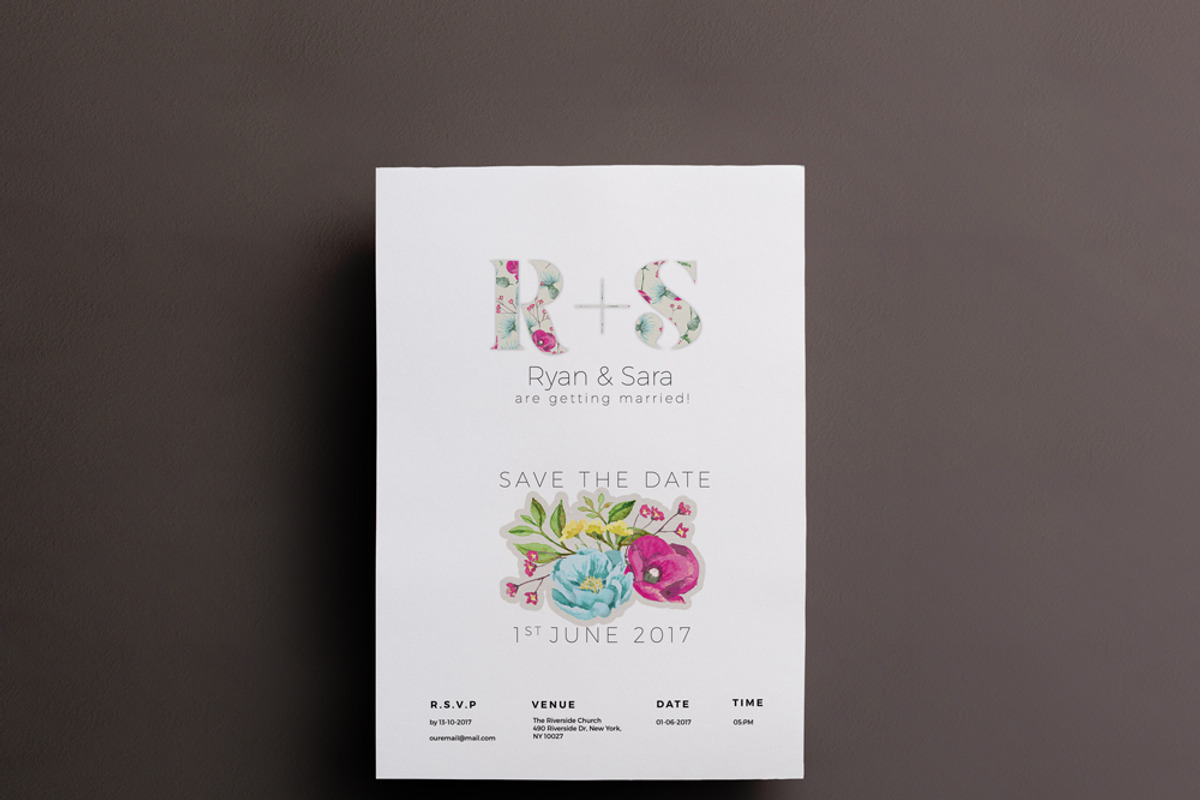 Floral Wedding Invite/Save the date, an Invitation Template by Kreativity13 (Photo 1 of 2)