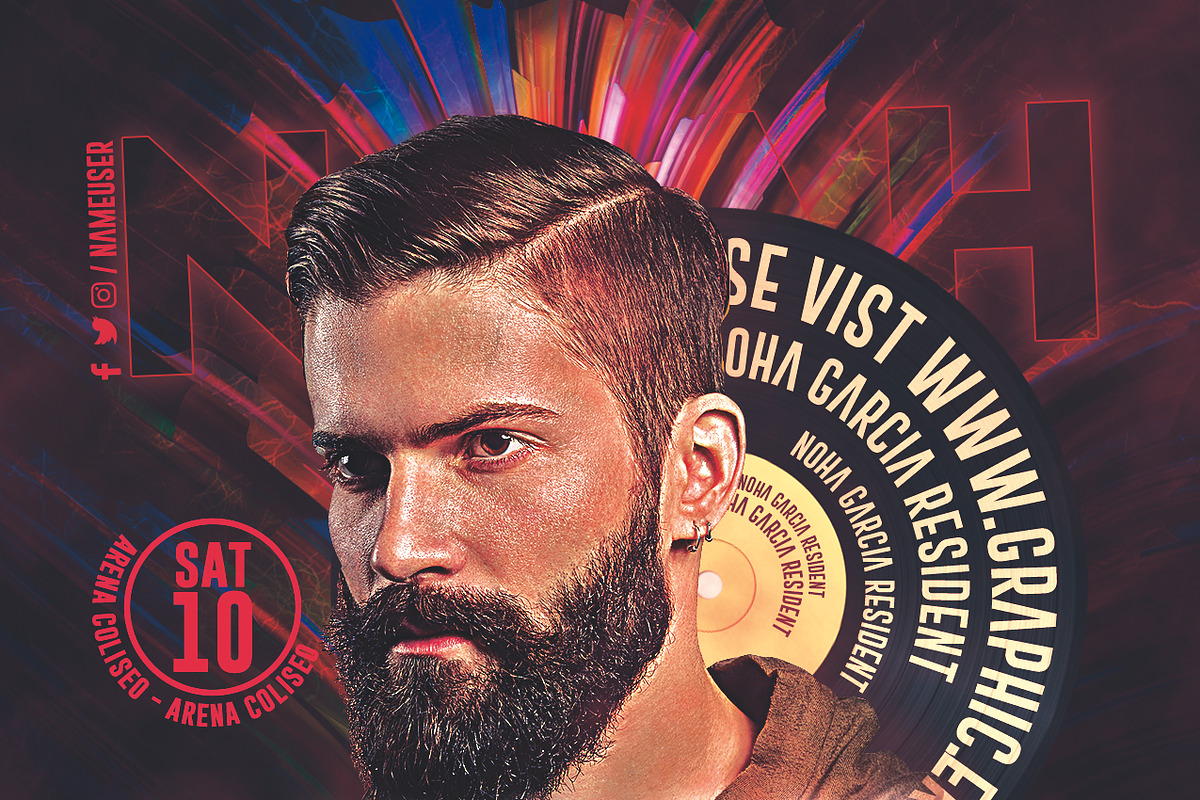 Vinyl DJ Flyer, a Flyer Template by Osky