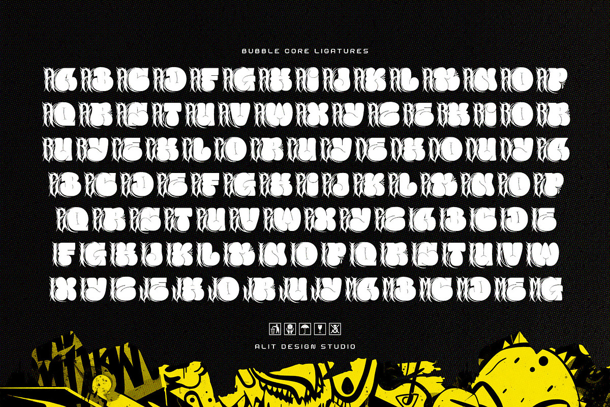 Bubble Core Graffiti Mix Metal Font, a Blackletter Font by alit design (Photo 19 of 22)