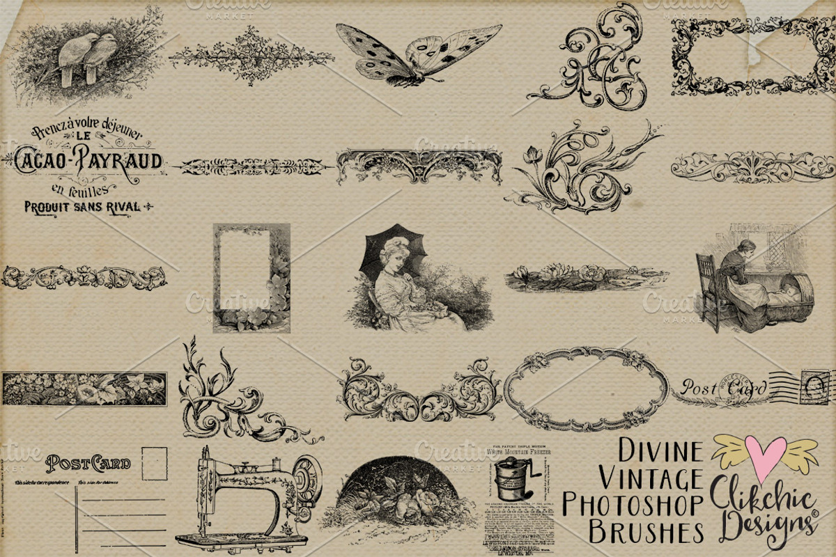 Divine Vintage Photoshop Brushes preview 6