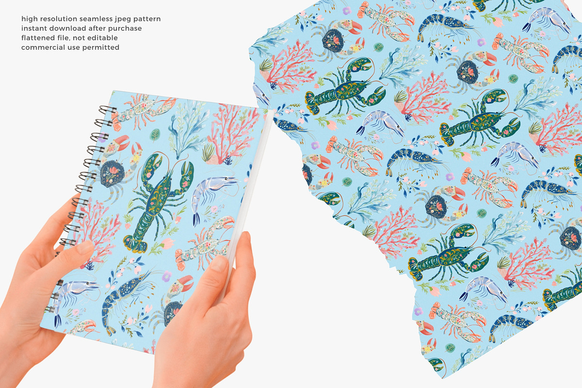 Coastal seafood pattern, a Pattern Graphic by Pink Studio Art (Photo 4 of 4)