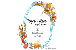 Tiger Lilies & Roses - Clip-art