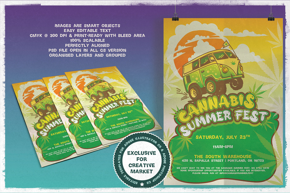 Cannabis Summer Fest Flyer & Poster, a Flyer Template by The Design For Co. (Photo 2 of 3)