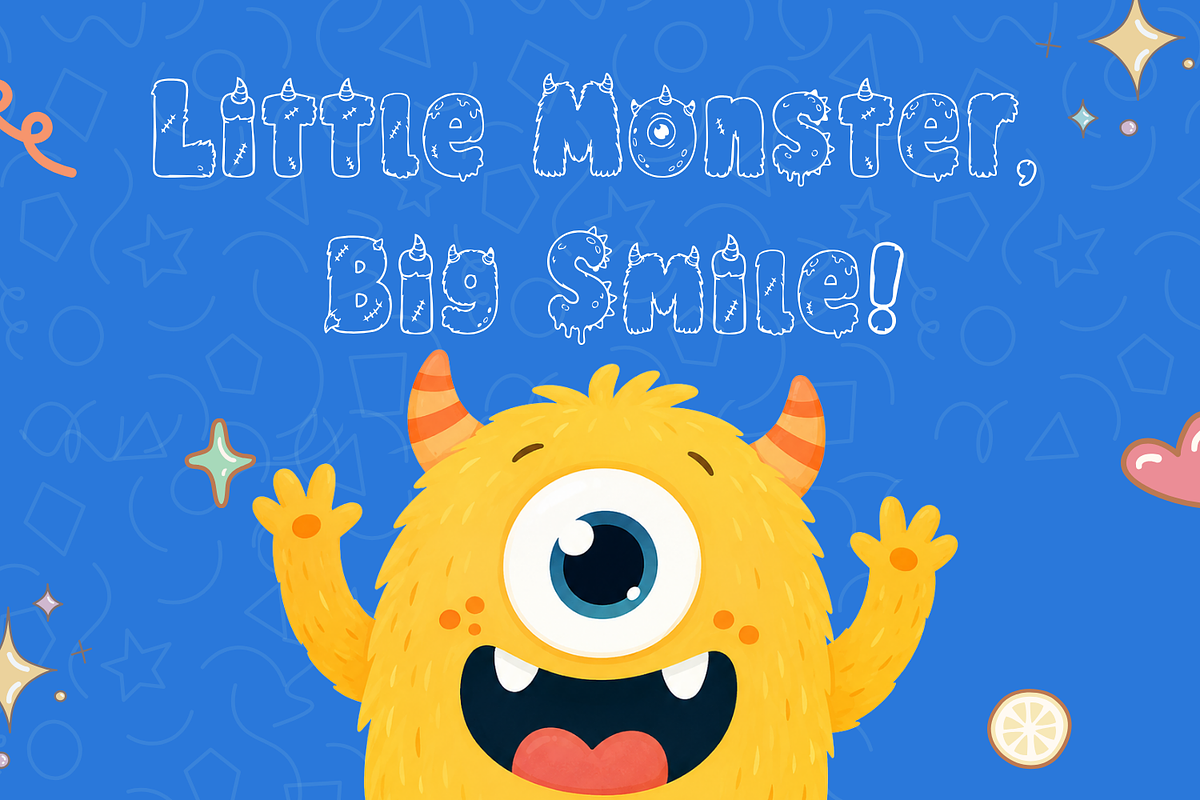 Monsterkins - Monster Display Font, a Handwritten Font by Wellscript Studio (Photo 2 of 9)